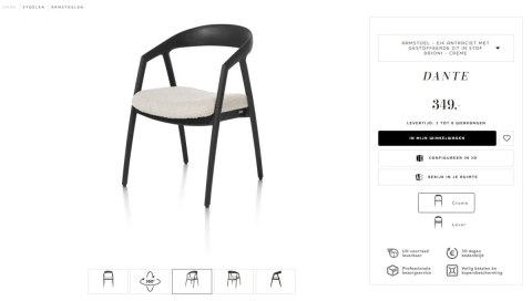 [na zmówienie] Krzesło z podłokietnikami DANTE, kremowa tkanina bouclé, nogi z litego dębu w kolorze antracytu