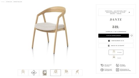 [na zmówienie] Krzesło z podłokietnikami DANTE, tkanina bouclé Creme, nogi z litego dębu