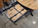 Stół industrialny rozkładany ASPEN 140-190 cm, blat lity dąb, noga pająk