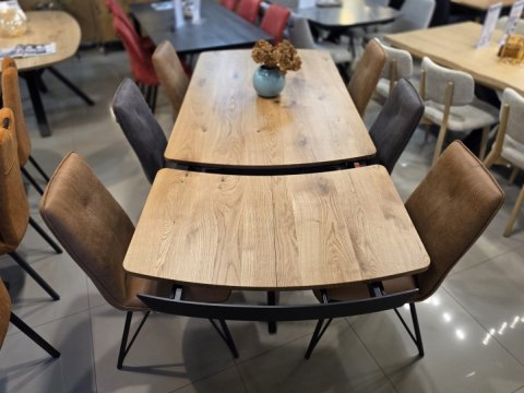 Stół industrialny rozkładany ASPEN 140-190 cm, blat lity dąb, noga pająk Stół industrialny rozkładany ASPEN 140-190 cm, blat lity dąb, noga pająk