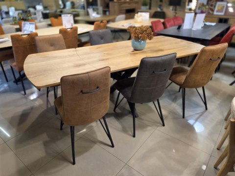 Stół industrialny rozkładany ASPEN 140-190 cm, blat lity dąb, noga pająk Stół industrialny rozkładany ASPEN 140-190 cm, blat lity dąb, noga pająk