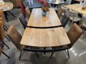 Stół industrialny rozkładany ASPEN 170-230 cm, blat lity dąb, noga pająk