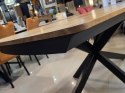 Stół industrialny rozkładany ASPEN 170-230 cm, blat lity dąb, noga pająk