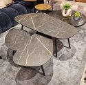 Zestaw trzech stolików kawowych Palazio - Blat Primo Laminato o wyglądzie marmuru Onyx