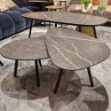 Zestaw trzech stolików kawowych Palazio - Blat Primo Laminato o wyglądzie marmuru Onyx