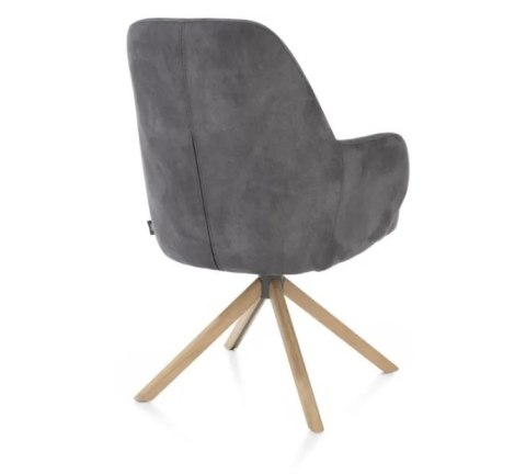 [na zamówienie] Fotel obrotowy Melle, mikrofibra Calabria - Antracyt/ drewniana podstawa