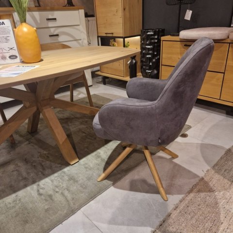 [na zamówienie] Fotel obrotowy Melle, mikrofibra Calabria - Antracyt/ drewniana podstawa