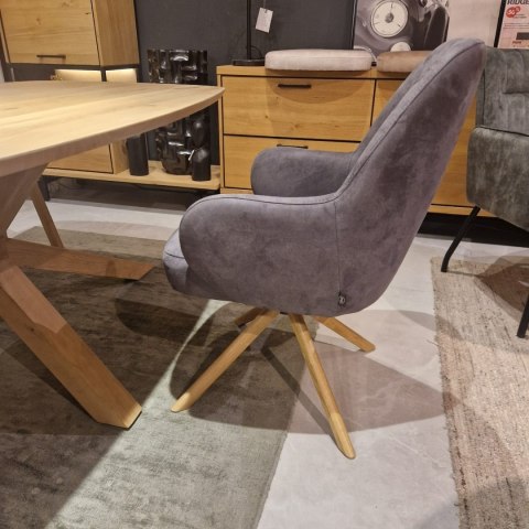 [na zamówienie] Fotel obrotowy Melle, mikrofibra Calabria - Antracyt/ drewniana podstawa