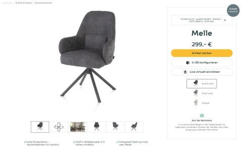 [na zamówienie] Fotel obrotowy Melle, mikrofibra Calabria - Antracyt/ podstawa metalowa