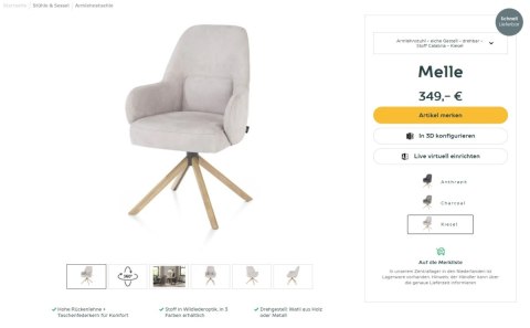 [na zamówienie] Fotel obrotowy Melle, mikrofibra Calabria - Kiesel/ podstawa drewniana