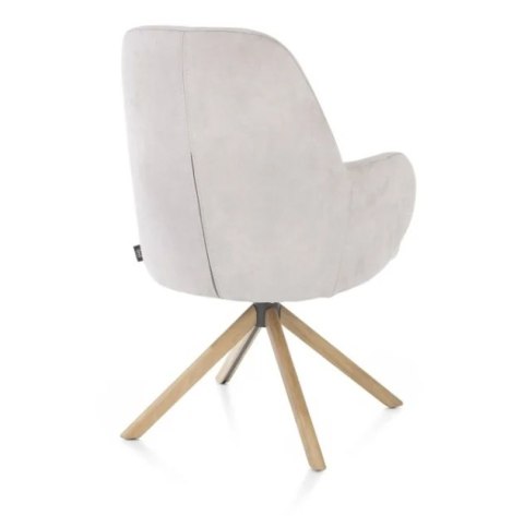 [na zamówienie] Fotel obrotowy Melle, mikrofibra Calabria - Kiesel/ podstawa drewniana