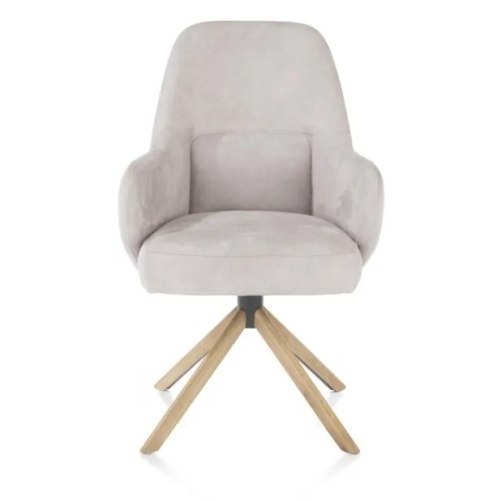 [na zamówienie] Fotel obrotowy Melle, mikrofibra Calabria - Kiesel/ podstawa drewniana