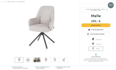 [na zamówienie] Fotel obrotowy Melle, mikrofibra Calabria - Kiesel/ podstawa metalowa