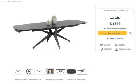 [na zamówienie] Stół rozkładany Lazio 170-250x100 cm, blat ceramiczny, kolor antracyt