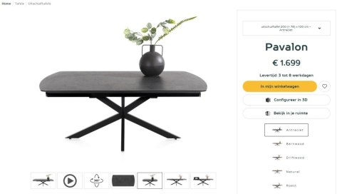 Największy stół rozkładany Pavalon 200-278x100 cm na centralnej nodze, blat Primo Laminato (HPL), kolor antracyt