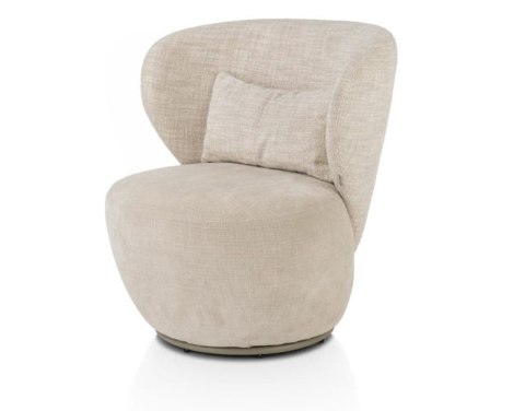 Designerski fotel wypoczynkowy SOLEE XOOON, obrotowy 360°, z poduszką lędźwiową, tkanina Luton i Cadiz, kolor kremowy Designerski fotel wypoczynkowy SOLEE XOOON, obrotowy 360°, z poduszką lędźwiową, tkanina Luton i Cadiz, kolor kremowy