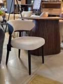Elegancka owalna konsola CLEO COCOmaison 130 cm, blat HPL o wyglądzie trawertynu, brązowa podstawa z lamelami