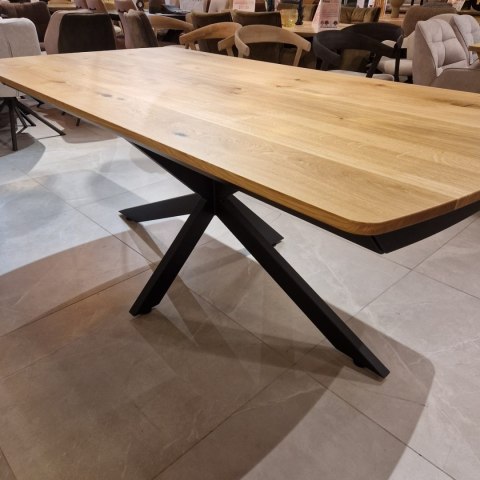 [K] Stół industrialny rozkładany ASPEN 200-278 cm, blat lity dąb, noga pająk