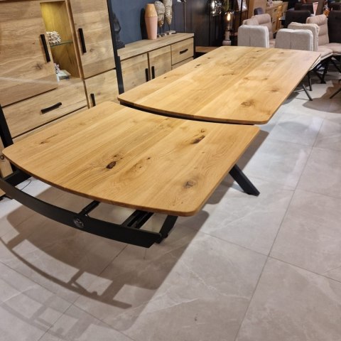 [K] Stół industrialny rozkładany ASPEN 200-278 cm, blat lity dąb, noga pająk