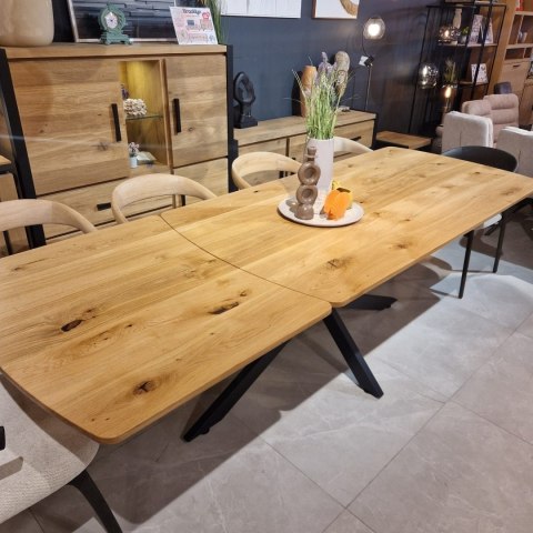 [K] Stół industrialny rozkładany ASPEN 200-278 cm, blat lity dąb, noga pająk