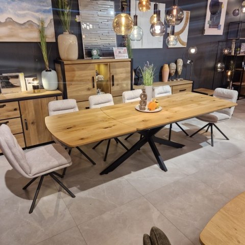 [K] Stół industrialny rozkładany ASPEN 200-278 cm, blat lity dąb, noga pająk