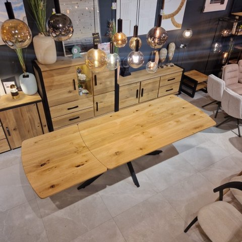 [K] Stół industrialny rozkładany ASPEN 200-278 cm, blat lity dąb, noga pająk