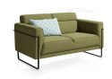 Nowoczesna sofa 2-osobowa FISKARDO XOOON, zielona tkanina pleciona, czarna metalowa rama