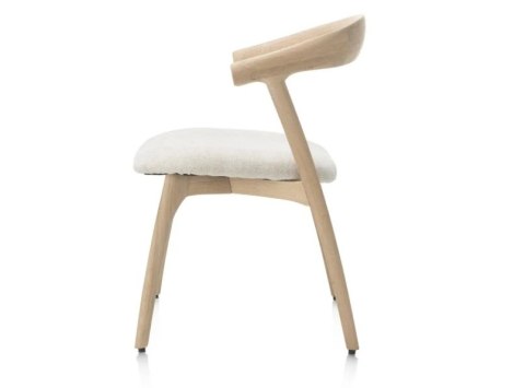 [OD RĘKI] Krzesło skandynawskie Bellami, rama z litego dębu, tkanina szenilowa Livigno - kremowy