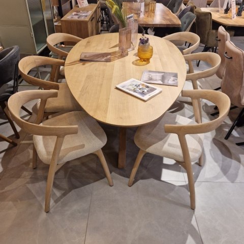 [OD RĘKI] Krzesło skandynawskie Bellami, rama z litego dębu, tkanina szenilowa Livigno - kremowy