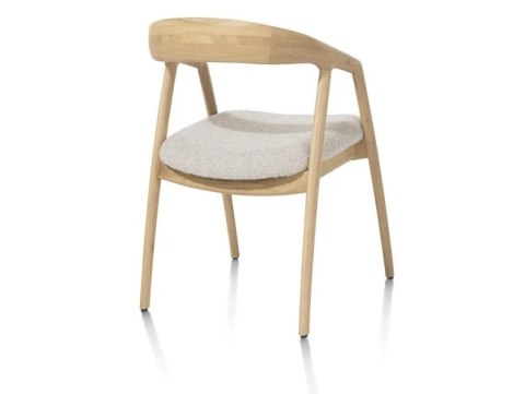 [OD RĘKI] Krzesło z podłokietnikami DANTE, tkanina bouclé 2 kolory, nogi z litego dębu