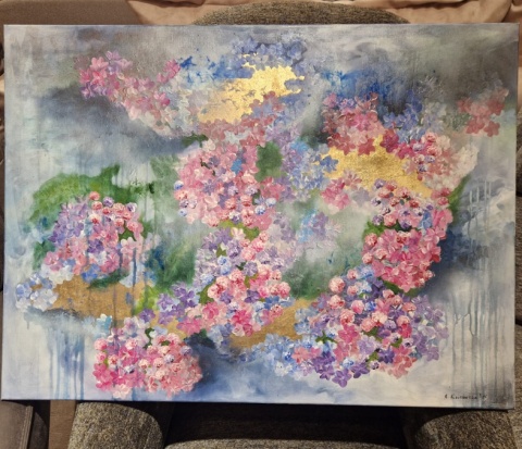 Poziomy obraz "Eteryczny Ogród" z ręcznymi złoceniami 78x58 cm Poziomy obraz "Eteryczny Ogród" z ręcznymi złoceniami 78x58 cm