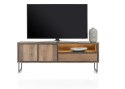(R) Nowoczesna szafka RTV Trapani Henders & Hazel 160 cm, fornir mango smoked, z oświetleniem LED