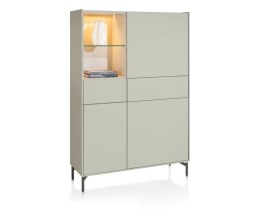 (R) Wysoka szafa/ witryna NOON Xooon z oświetleniem LED Silk Grey