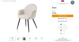 (R, od ręki) Nowoczesne krzesło z podłokietnikami Aron Happy@Home, tkanina Vulcano, kolor kremowy