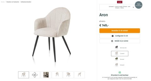 (R, od ręki) Nowoczesne krzesło z podłokietnikami Aron Happy@Home, tkanina Vulcano, kolor kremowy (R, od ręki) Nowoczesne krzesło z podłokietnikami Aron Happy@Home, tkanina Vulcano, kolor kremowy