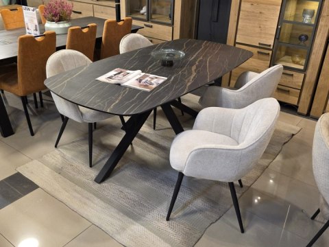 [na zamówienie] Nowoczesne krzesło z podłokietnikami Aron Happy@Home, tkanina Vulcano, kolor kremowy