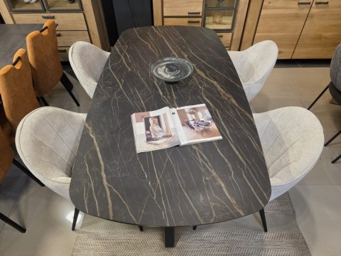 [na zamówienie] Nowoczesne krzesło z podłokietnikami Aron Happy@Home, tkanina Vulcano, kolor kremowy