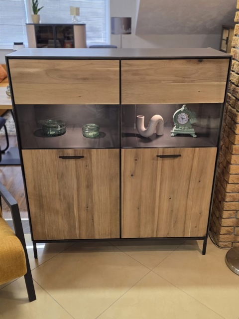 Kredens/Witryna Niska Lugal 125 cm Habufa (Tramwood Smoke, 2-drzwiowa, przeszklona) Kredens/Witryna Niska Lugal 125 cm Habufa (Tramwood Smoke, 2-drzwiowa, przeszklona)