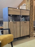 Kredens/Witryna Niska Lugal 125 cm Habufa (Tramwood Smoke, 2-drzwiowa, przeszklona) Kredens/Witryna Niska Lugal 125 cm Habufa (Tramwood Smoke, 2-drzwiowa, przeszklona)
