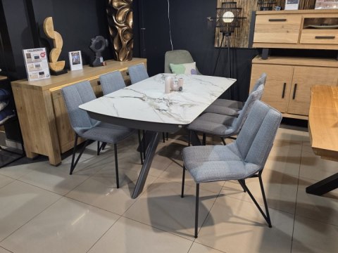 Krzesło do Jadalni YLVA, ergonomiczne, tapicerowane tkaniną Calabria/Toba Antracyt,