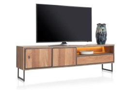 (M, defekt) Nowoczesna szafka RTV Trapani Henders & Hazel 200 cm, fornir mango smoked, z oświetleniem LED