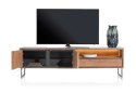 (M, defekt) Nowoczesna szafka RTV Trapani Henders & Hazel 200 cm, fornir mango smoked, z oświetleniem LED