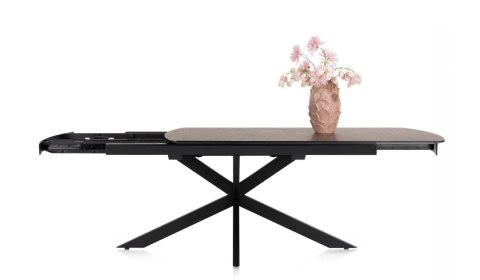 [M, od ręki DEFEKT#1] Największy stół rozkładany Pavalon 200-278x100 cm na centralnej nodze, blat Primo (HPL), kolor rdza, roest