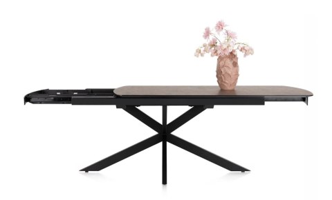 [M, od ręki DEFEKT#1] Największy stół rozkładany Pavalon 200-278x100 cm na centralnej nodze, blat Primo (HPL), kolor rdza, roest