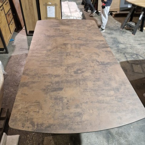 [M, od ręki DEFEKT#1] Największy stół rozkładany Pavalon 200-278x100 cm na centralnej nodze, blat Primo (HPL), kolor rdza, roest