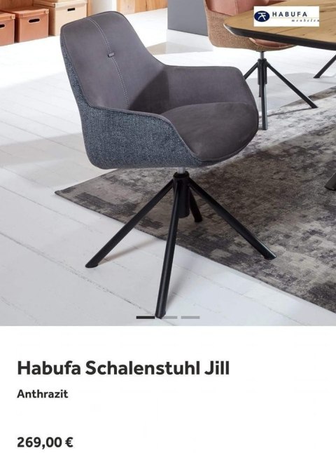 Nowoczesne krzesło obrotowe Habufa Jill antracyt plecionka Nowoczesne krzesło obrotowe Habufa Jill antracyt plecionka