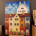 Obraz na sklejce "Złote Domy Północy" 103 x 140 cm - unikatowe, ręcznie malowane dzieło S. Biedroń