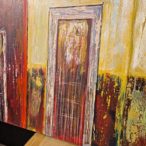 Obraz na sklejce "Złote Domy Północy" 103 x 140 cm - unikatowe, ręcznie malowane dzieło S. Biedroń Obraz na sklejce "Złote Domy Północy" 103 x 140 cm - unikatowe, ręcznie malowane dzieło S. Biedroń