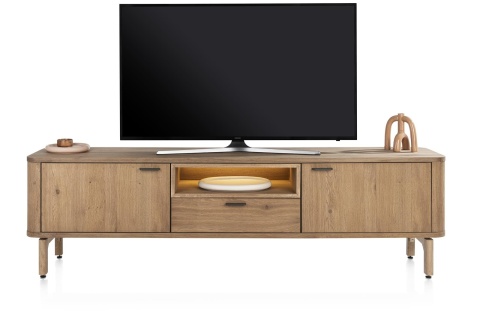 Szafka RTV ZADE 210 cm, fornir dębowy Dune, 2 drzwi, 1 szuflada, 1 nisza LED Szafka RTV ZADE 210 cm, fornir dębowy Dune, 2 drzwi, 1 szuflada, 1 nisza LED