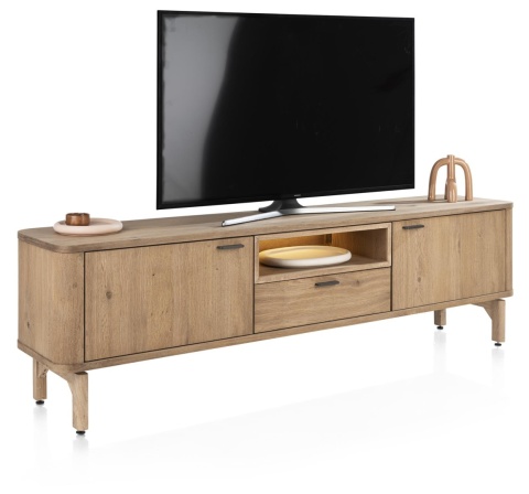 Szafka RTV ZADE 210 cm, fornir dębowy Dune, 2 drzwi, 1 szuflada, 1 nisza LED Szafka RTV ZADE 210 cm, fornir dębowy Dune, 2 drzwi, 1 szuflada, 1 nisza LED